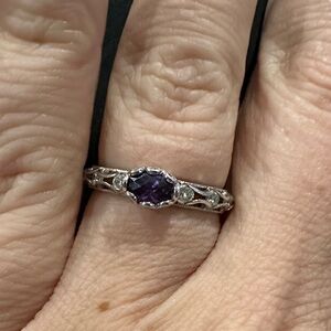 Silver Ring with Amethyst and CZ accents